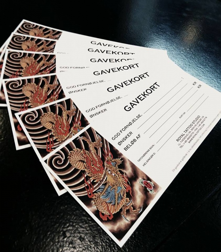 Royal Tattoo gift card with the original dragon design